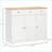 Sideboards, Modern White Storage Cabinet with Solid Wood Top, 3 Drawers &amp; Adjustable Shelf | MDF Frame | Anti-Tipping Design