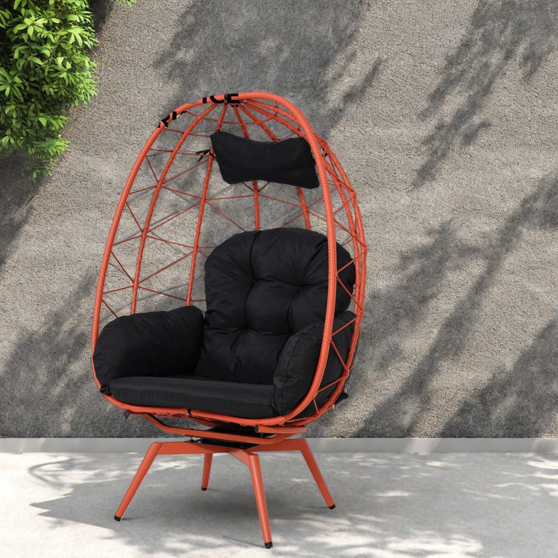 Chaises longues pivotantes de patio, chaise d'œuf en acier de rotin de Pe pour la maison