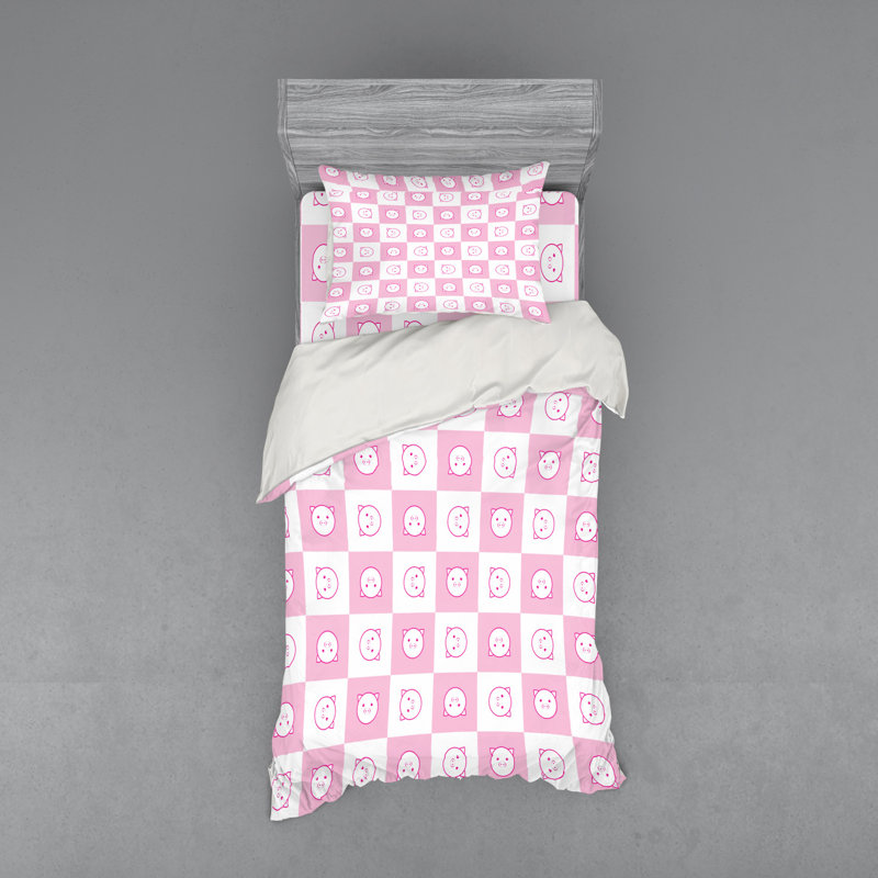 Ensemble de housse de couette en microfibre rose, Housse de couette simple TG + 2 articles suppléme