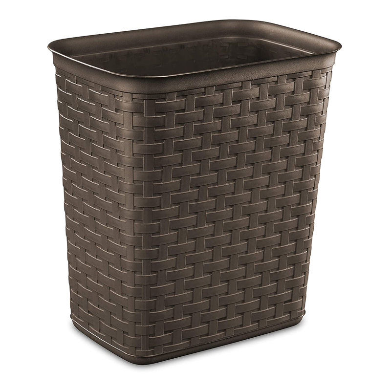 Plastic Open Kitchen Trash Can, 3.4 Gallon, Brown