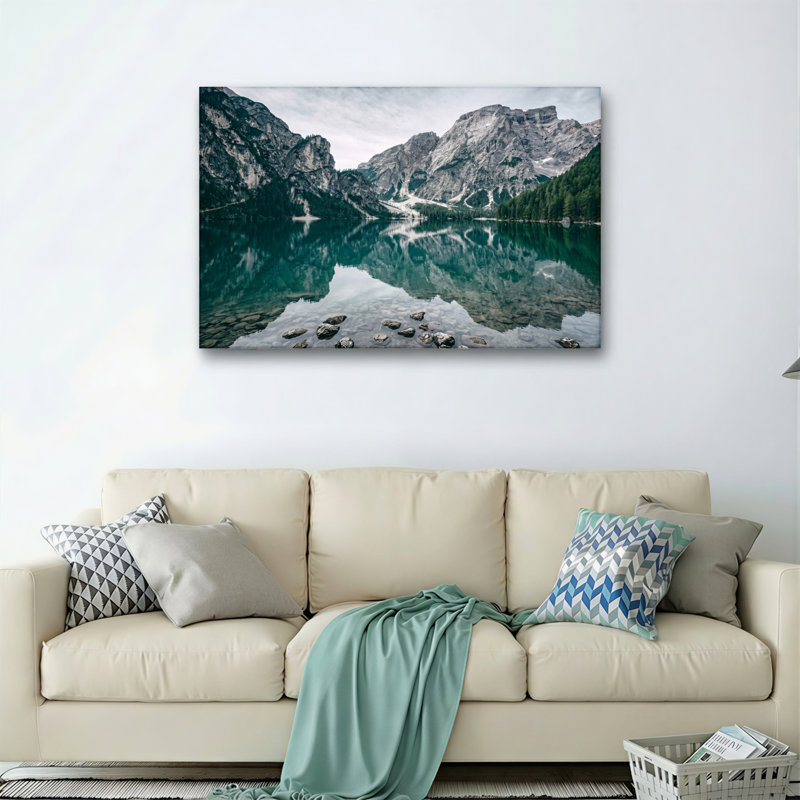 «Mountain Lake», reproduction d'art sur toile, ensemble de 1, Wrapped Canvas, 24"H x 36"W