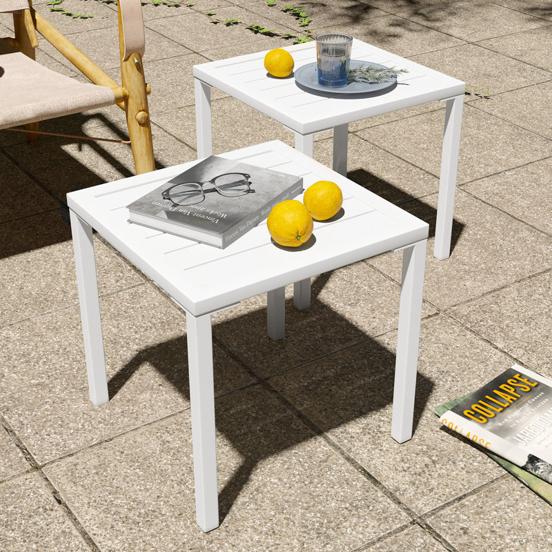 Aluminum Square Side/End Table, White