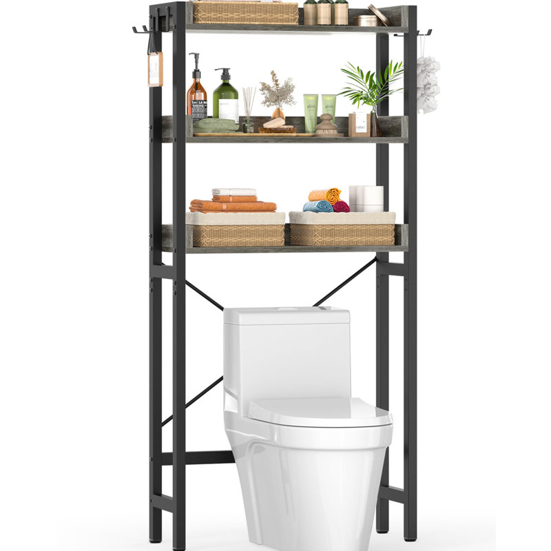 Étagère de rangement à 3 niveaux au-dessus de la toilette, Chêne gris