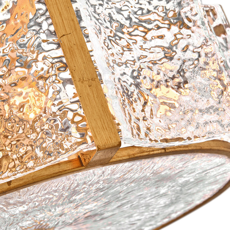 Distressed Brass and Clear Glass Drum LED Semi Flush Mount