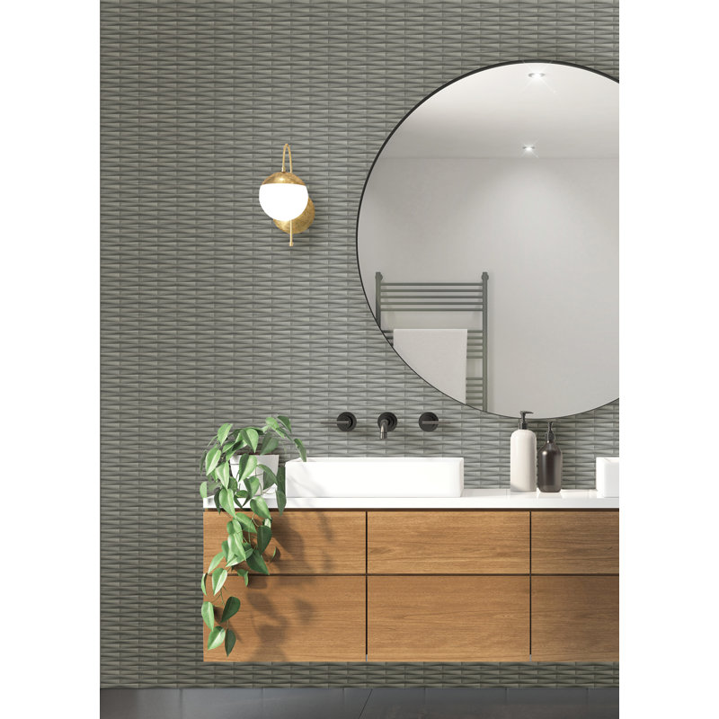 Rouleau de papier peint lisse L 27 pi x l 27 po Dosher Gator, Gris