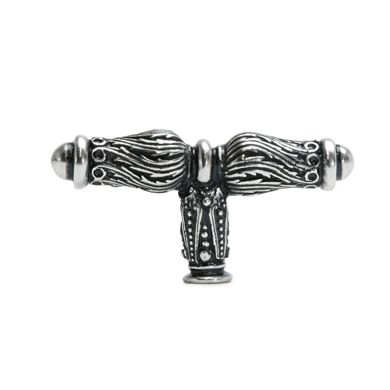 Acanthus knob with feather scroll in Oil Rub Bronze, Silver