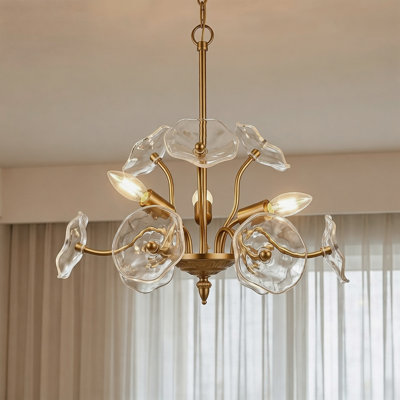 Lustre traditionnel à 3 lumières en verre transparent, 60 cm (L)