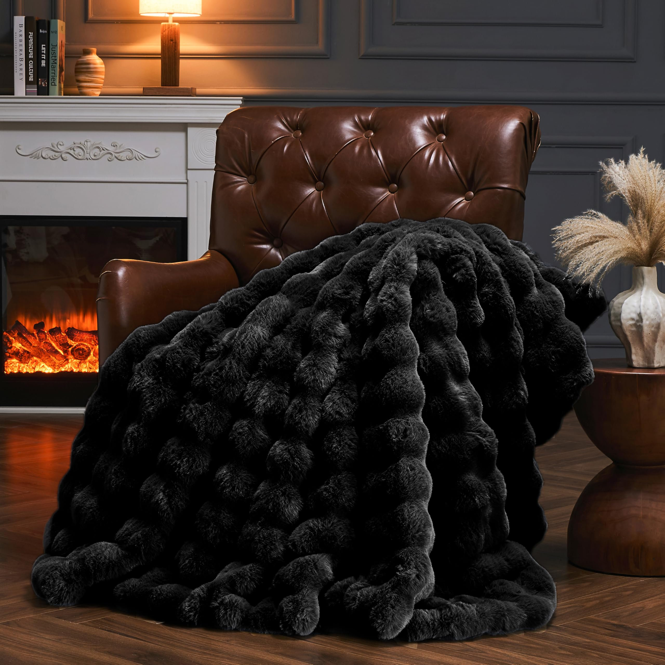 JK Trade Throw Blanket For Couch Super Soft Cozy Bubble Blankets, Fleece Faux Rabbit Fur Blanket For Bed Sofa & Reviews | Wayfair