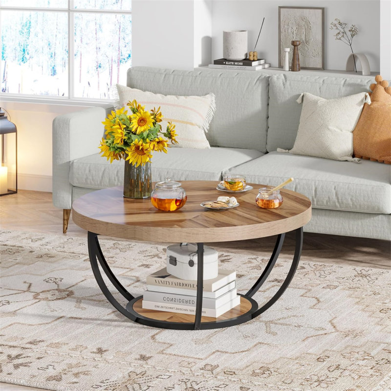 Table basse ronde, Bois naturel