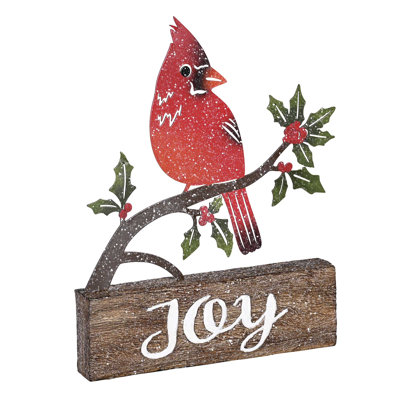 Christmas Figurine Cardinal Metal Joy