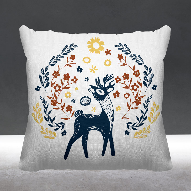 Coussin décoratif Feld, L 19 po x H 19 po, Épice / bleu marine