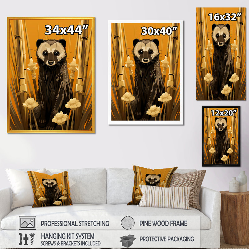 Découverte de suricate jaune, art mural Meercat, Toile tendue, 40" H x 30" W