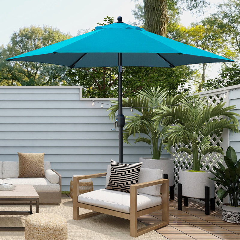 Parasol de marché inclinable 90 po Keiwarren, Bleu sarcelle