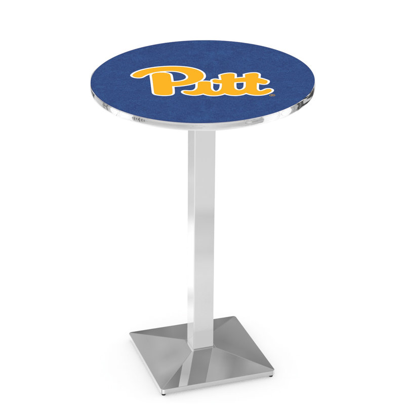 Round Metal Base Dining Table, Chrome, University of Pittsburgh