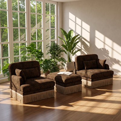 Canapé modulaire avec repose-pieds en chenille l 69,2 po x P 55,5 po x H 34,6 po Fashion Icon