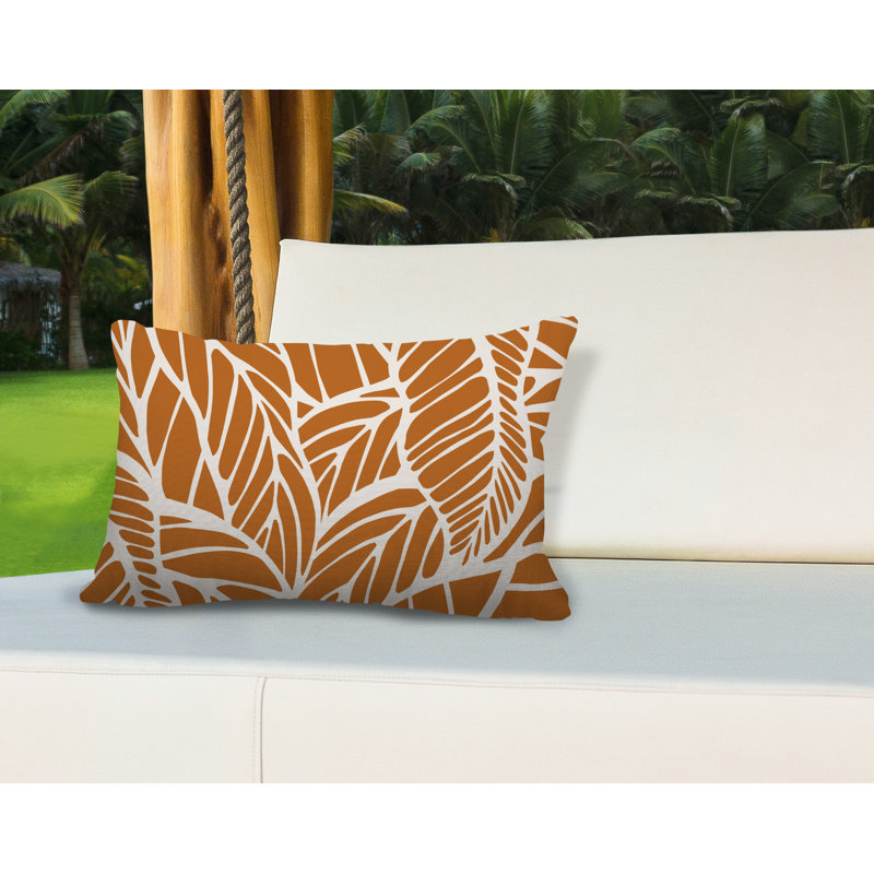 Addison Outdoor Reversible Throw Pillow, Orange, 14" x 20", Rectangle
