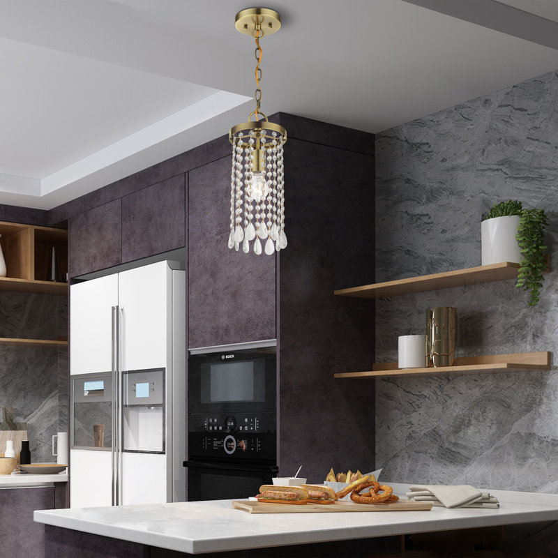 1 - Light Single Pendant, Antique Brass