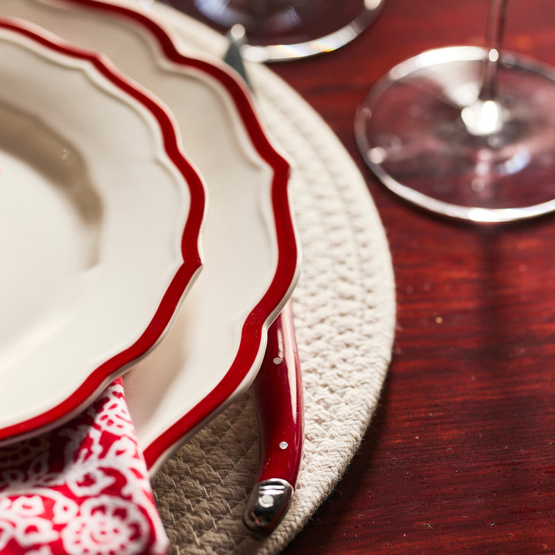 Stella Scalloped Crimson Porcelain Dinner Plate
