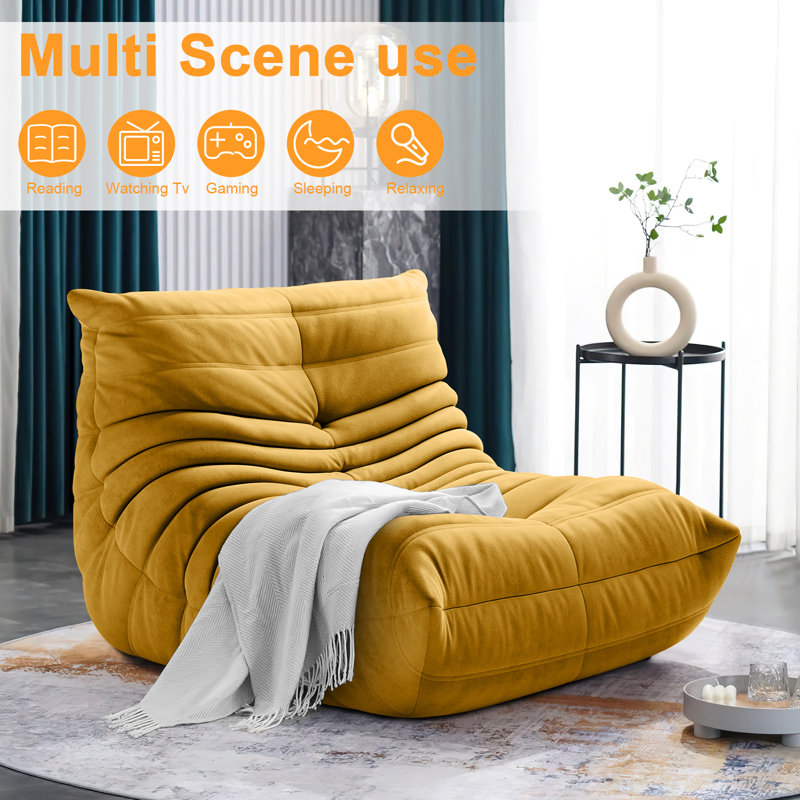 Monett Bean Bag Chair & Lounger, Yellow Microfiber