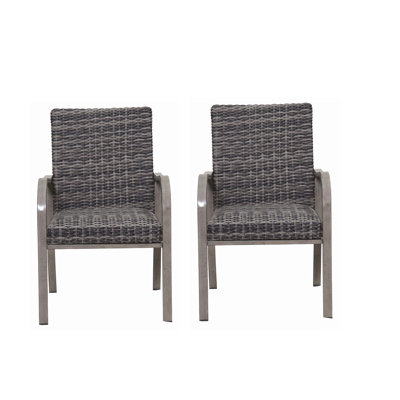 Chaise de salle à manger d'extérieur 2 pièces, structure peinte à la main, siège en coton lavé à l'eau pour le jardin, la cour et la piscine