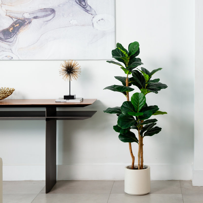 Arbre à violon artificiel en pot décoratif blanc, H 48 po x l 18 po x P 18 po