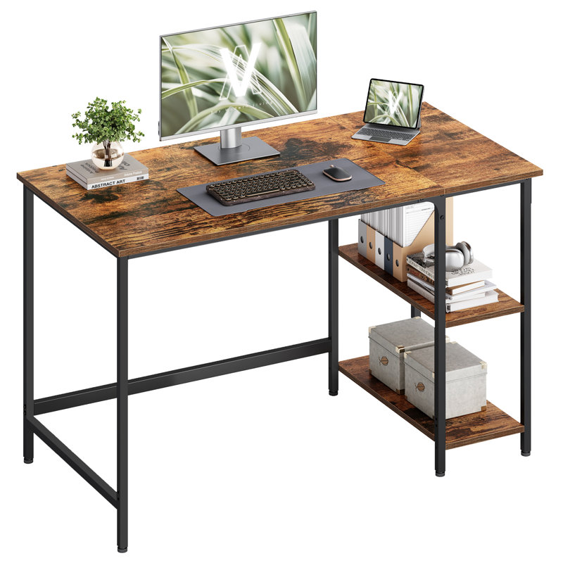 Vaillancourt Writing Desk, Rustic Brown, 75cm H x 120cm W x 60cm D, Black