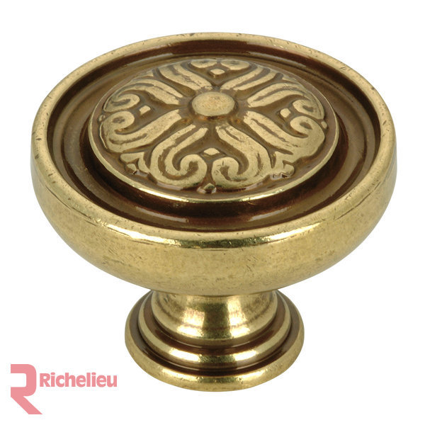 Poignée ronde Louis XV, H 1,2 po x L 1,1875 po x l 1,1875 po