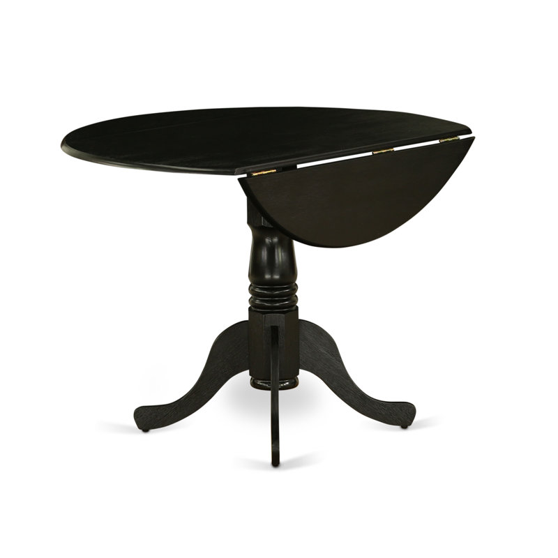 Table de salle à manger Dublin - plateau de table rond en bois avec base Dropleaf et piédestal, 42 po x 42 po, noir brossé