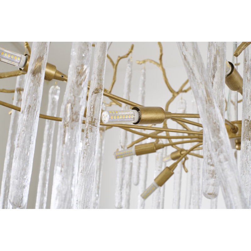 Transitional 16-Light Round Glass Chandelier 
