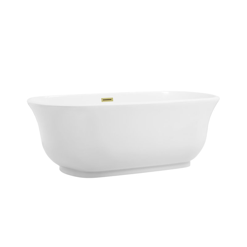 Chaylynn 67'' x 31'' Soaking Acrylic Bathtub, Brushed Gold