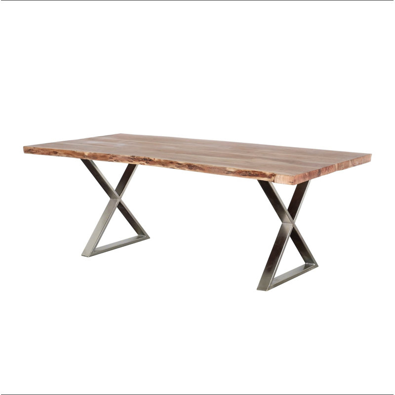 70 po Table de salle à manger en bois et métal, table rectangulaire à revêtement résistant à l'eau