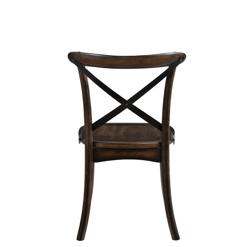 2 chaises d'appoint en chêne foncé avec accents en métal noir - style industriel rustique pour l'intérieur de 2 sièges de style polyvalent, structure en bois, dossier chic