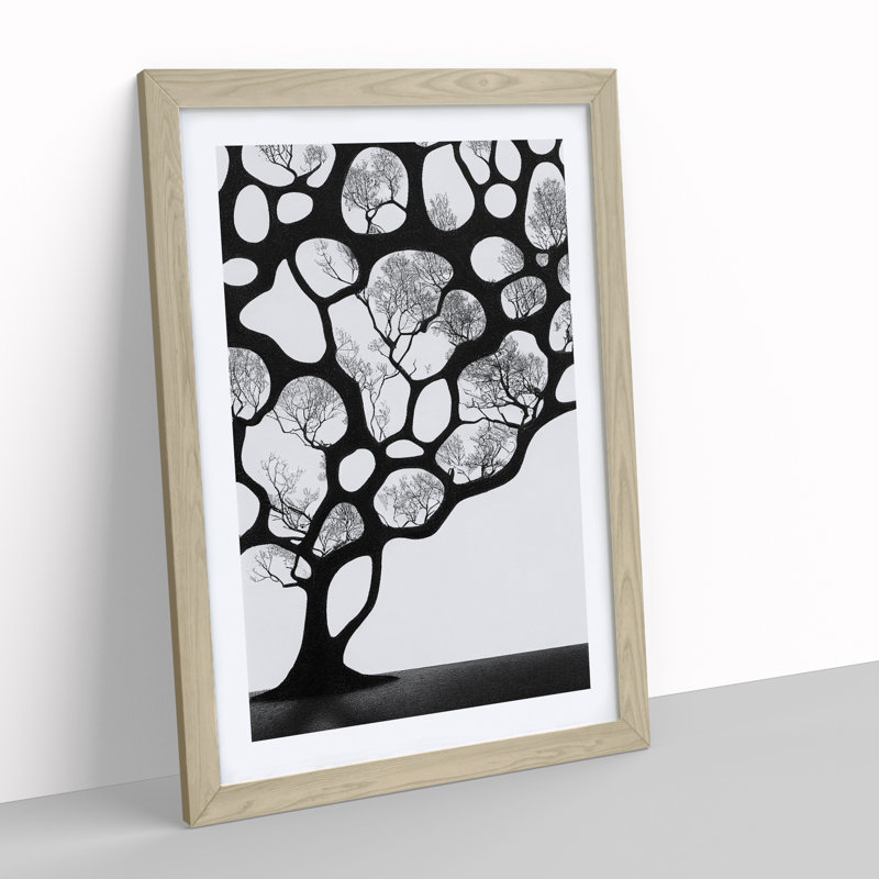 A Monochrome Tree No.5 - Framed Print, 64cm H x 46cm W x 2cm D, Oak Framed