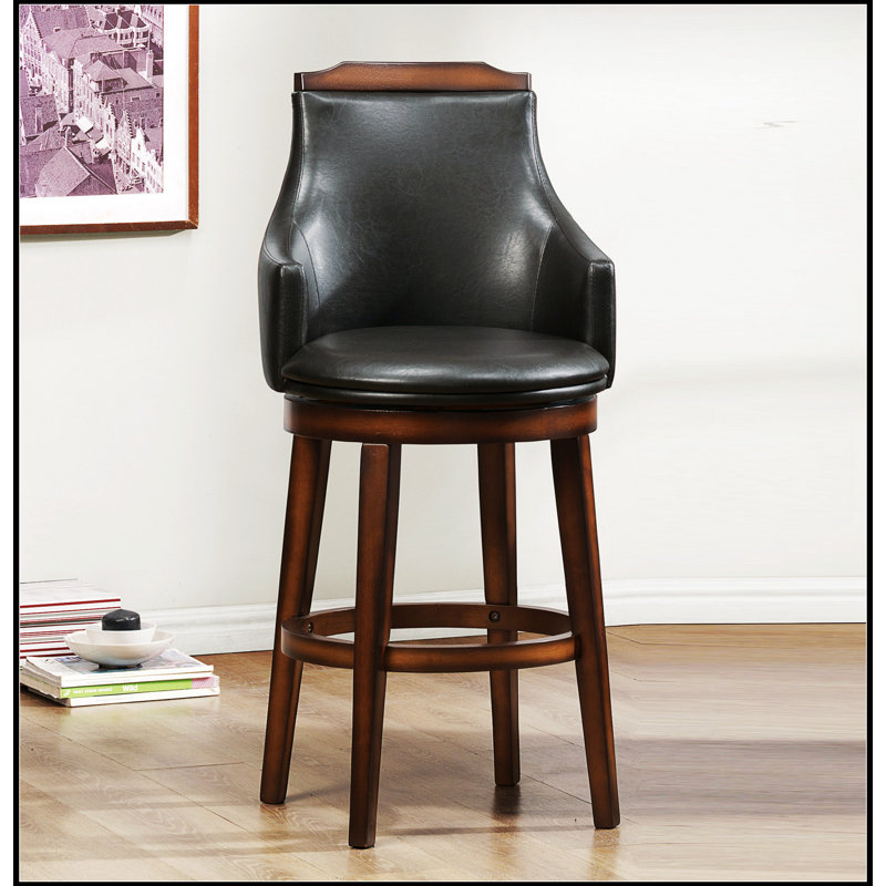 Ensemble de 2 chaises pivotantes à hauteur de pub rembourrées en similicuir brun foncé, parfaites pour le confort et le style