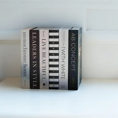 Livres de mode pour table basse, 6 pièces de faux livres en papier noir et blanc pour bibliothèque, table de chevet, cadeau de mariage et cadeau de pendaison de crémaillère