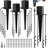 A set of four 4x4 inch fence post anchors, 24 inches long, with anchor bolts - black powder-coated metal