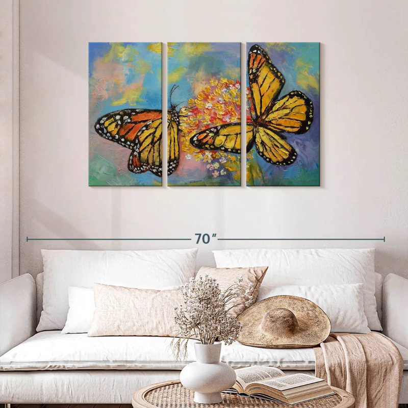 Couple de papillons monarques Brampt, H 28 po x l 45 po