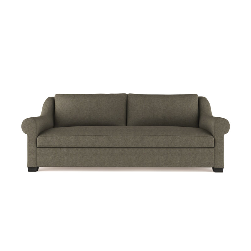 Thompson Rolled Slope-Arm Sofa, 32" H x 84" W x 41" D, Plush Velvet Graphite, Dark Brown