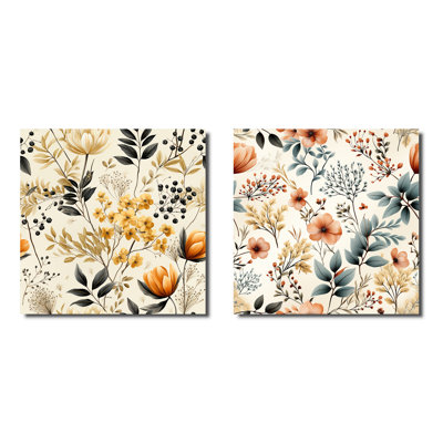 Gaetan - Ensemble de 2 collages carrés botaniques abstraits