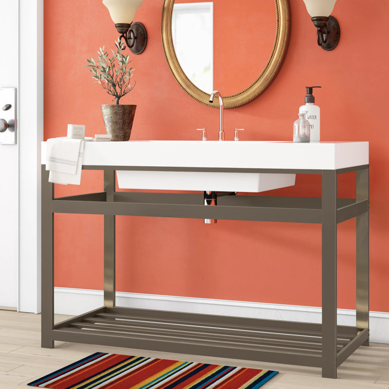 Kingston Brass Kingston Commercial Steel Console Sink Base, Brushed Nickel