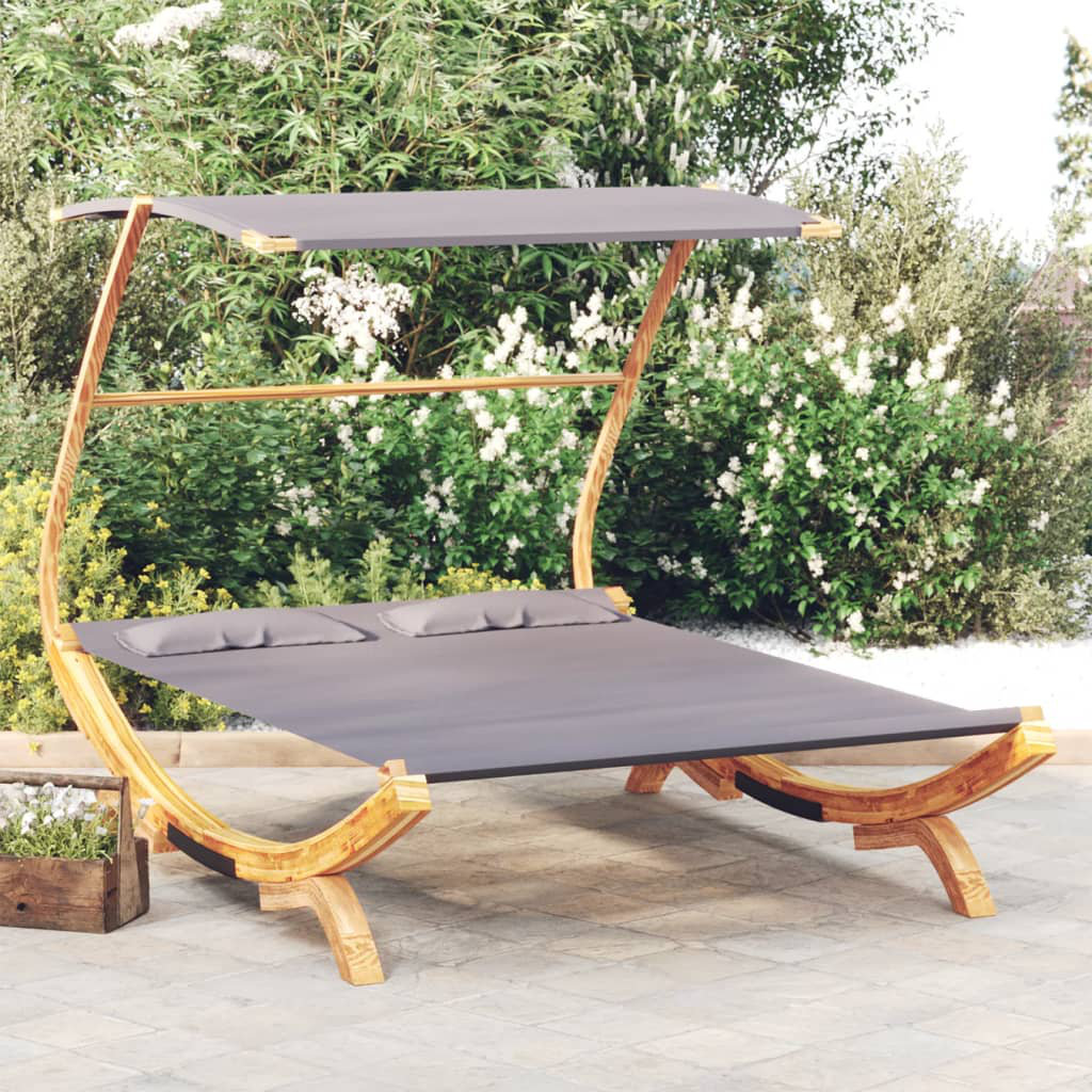 Outdoor Lounge Bett mit Baldachin 165X203x138 Cm Massivholz Brixtin