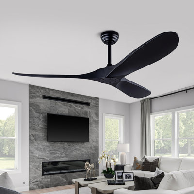 Ventilateur de plafond 52 pouces en ABS avec support standard à distance sans lumières pour garage, patio, porche, garage ou salon