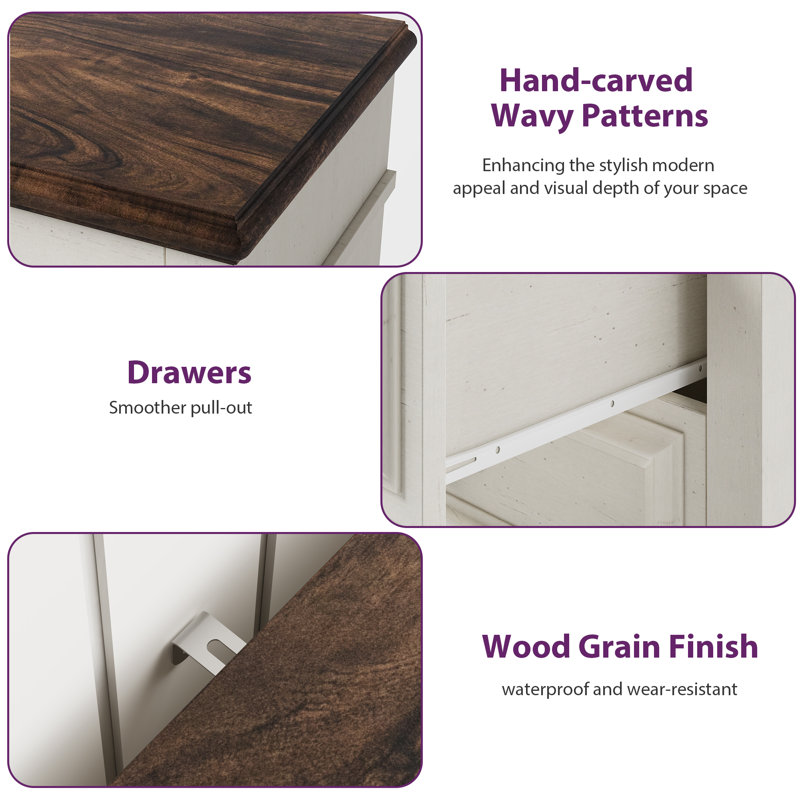 Eryc 21.7 " W Standard Drawer Nightstand, White/Brown