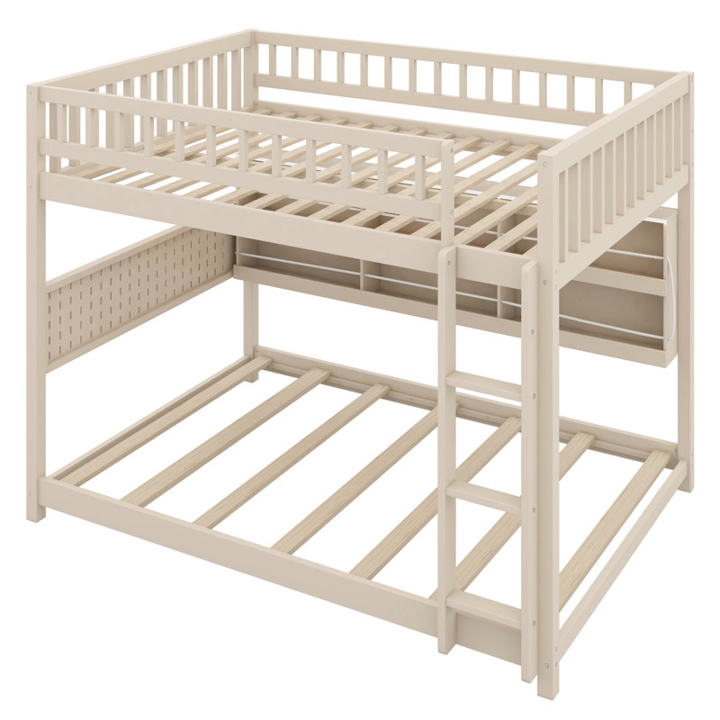 Bunk Bed With Integrated Shelving,And Pegboard, Beige