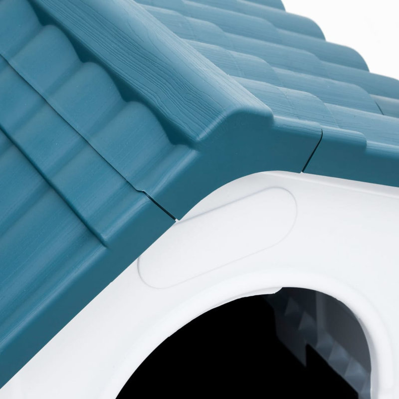 Fowler Plastic Portable Dog House, Blue/White/Black