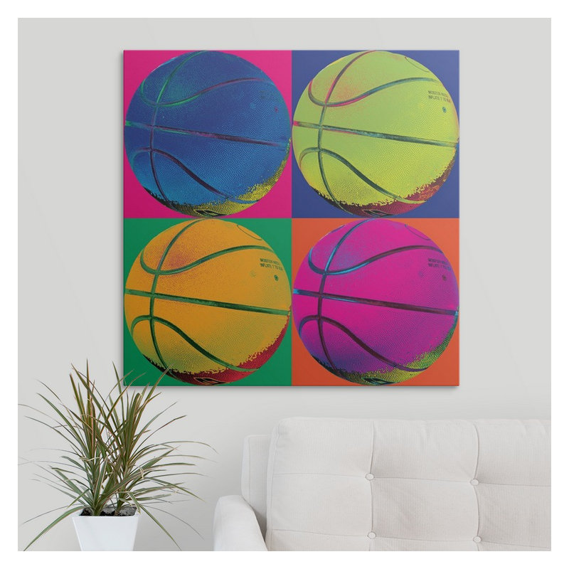 « -basket », impression Ball Four, H 30 po x l 30 po x P 1,5 po, Toile