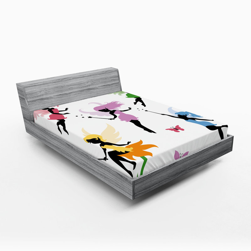 Ambesonne Fantasy Fitted Sheet 2-Pack Pixie Elf Multicolor, Queen Sheet Set
