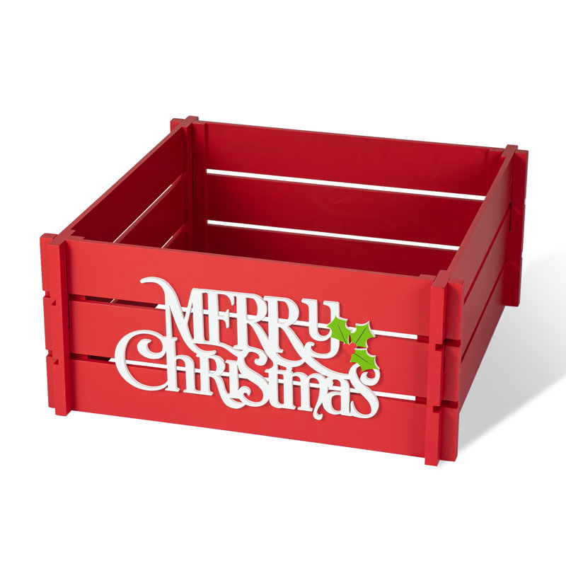 Collier pour arbre de Noël en bois "MERRY Christmas", Rouge, H 10,50 po x l 24 po