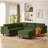 Modern Modular Sectional couch,6 Seaters Sleeper Sofa Upholstered Corduroy Free Combination Sofa(Green)