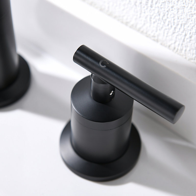 Widespread 2-handle Bathroom Faucet with Drain Assembly, Matte Black